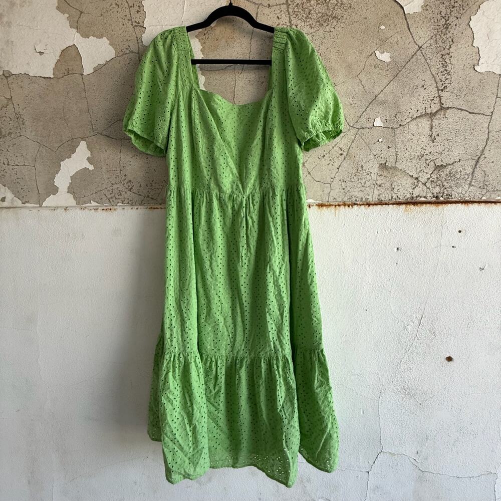 Draper James Lime Green Eyelet Midi Dress